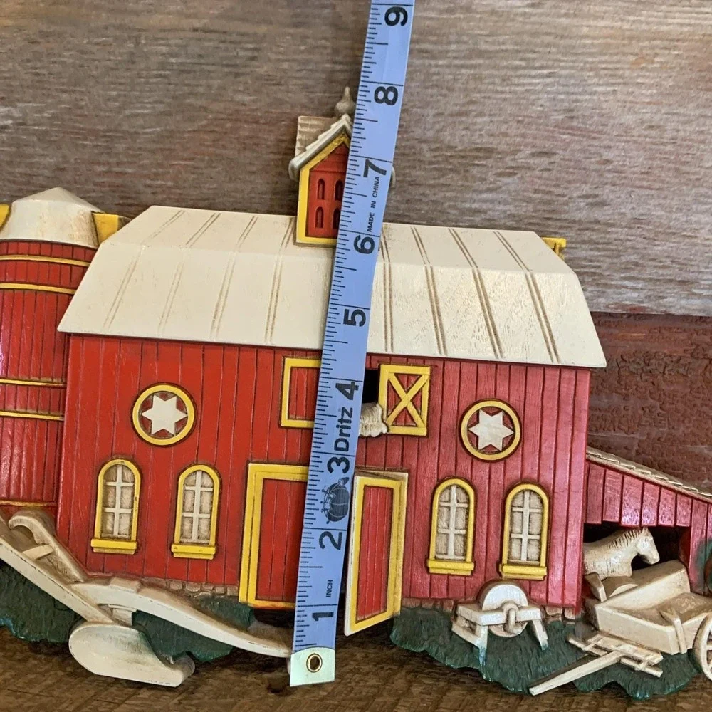 HOMCO Farm House Barn Wall Art 1975 #7369 Chickens Horse Windmill Silo LOT OF 2